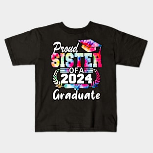 Tie Dye Proud sister of a 2024 Graduate Class of 2024 Senior Kids T-Shirt